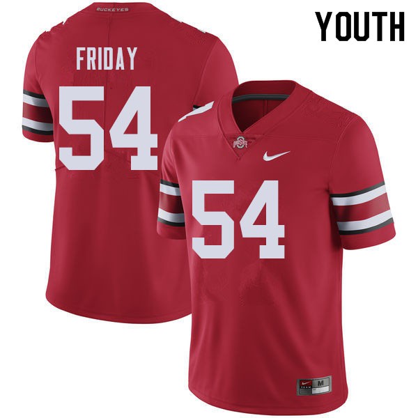 Ohio State Buckeyes #54 Tyler Friday Youth Football Jersey Red